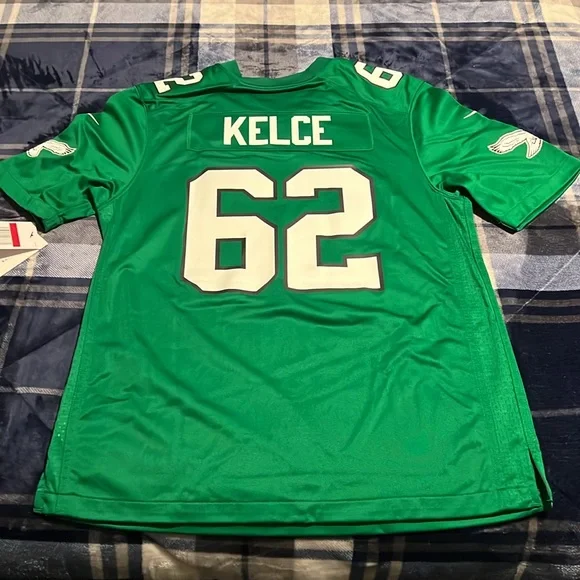Philadelphia Eagles 🦅 #62 Jason Kelce Kelly Green On Field NFL Nike Jersey - Picture 9 of 11